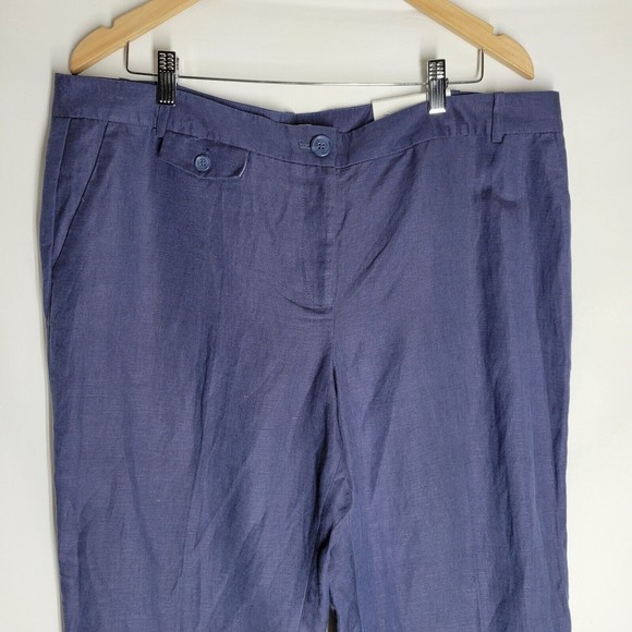 NWT LOFT Women's Pants Original Navy Blue Lightweight Linen Rayon Blend Size 16 - Picture 2 of 12